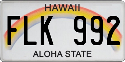 HI license plate FLK992