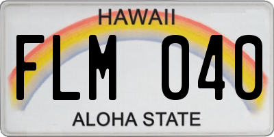 HI license plate FLM040