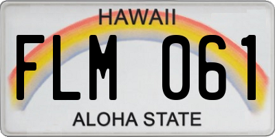 HI license plate FLM061