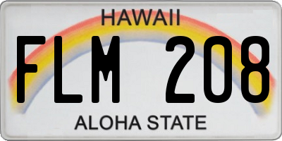 HI license plate FLM208