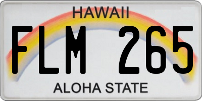 HI license plate FLM265