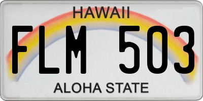 HI license plate FLM503