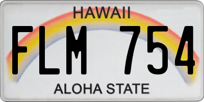HI license plate FLM754