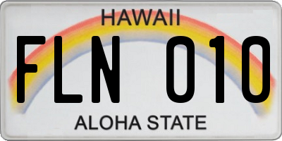 HI license plate FLN010