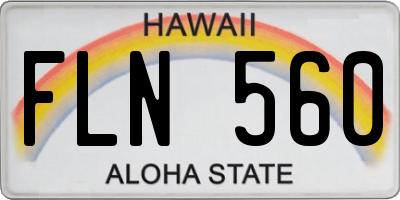 HI license plate FLN560