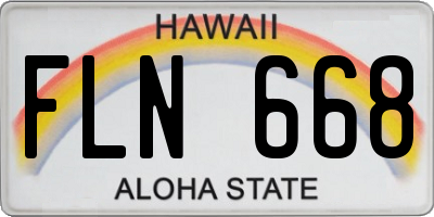 HI license plate FLN668