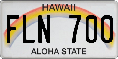 HI license plate FLN700
