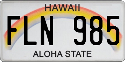 HI license plate FLN985