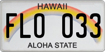 HI license plate FLO033
