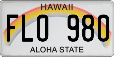 HI license plate FLO980