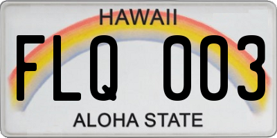 HI license plate FLQ003