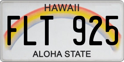 HI license plate FLT925