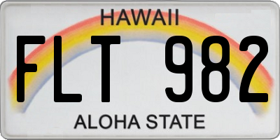 HI license plate FLT982