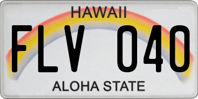 HI license plate FLV040