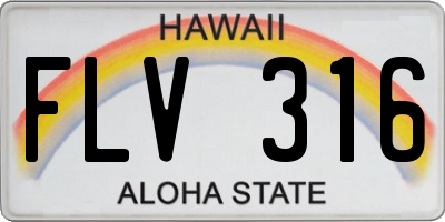 HI license plate FLV316