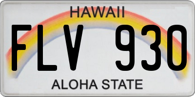 HI license plate FLV930