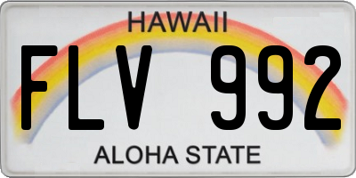 HI license plate FLV992