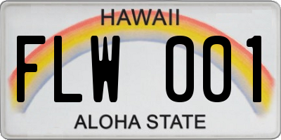 HI license plate FLW001