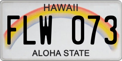 HI license plate FLW073