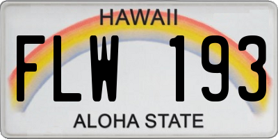 HI license plate FLW193