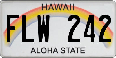 HI license plate FLW242