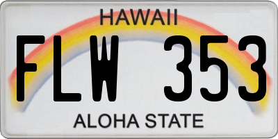 HI license plate FLW353