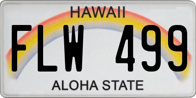 HI license plate FLW499