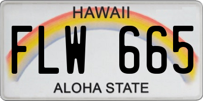 HI license plate FLW665