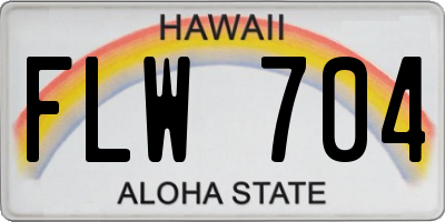 HI license plate FLW704