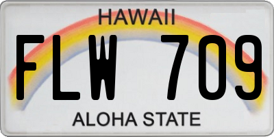 HI license plate FLW709