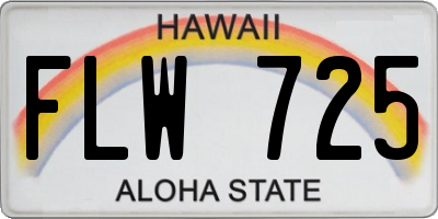 HI license plate FLW725
