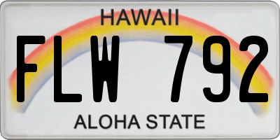 HI license plate FLW792