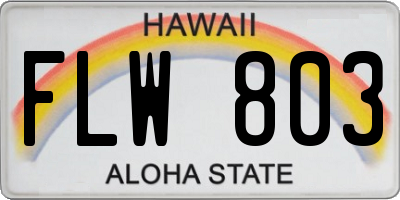 HI license plate FLW803
