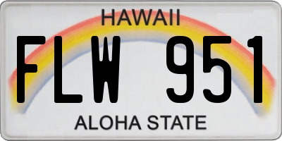 HI license plate FLW951