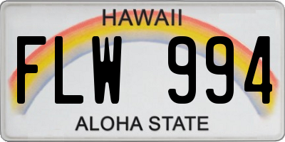 HI license plate FLW994