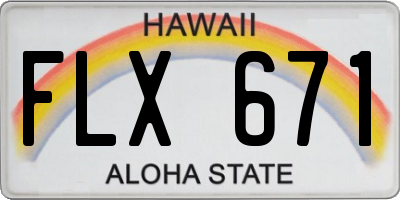 HI license plate FLX671