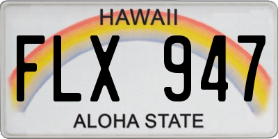 HI license plate FLX947