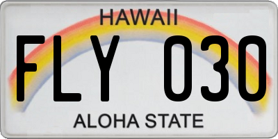 HI license plate FLY030
