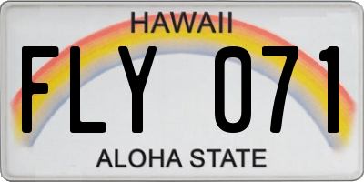 HI license plate FLY071