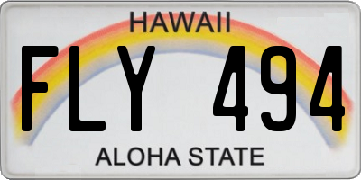 HI license plate FLY494