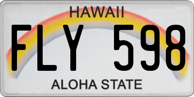 HI license plate FLY598
