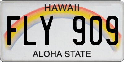 HI license plate FLY909