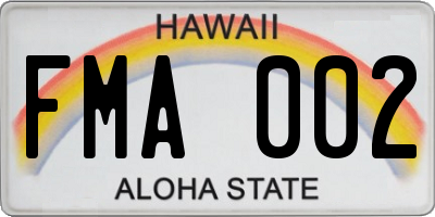 HI license plate FMA002