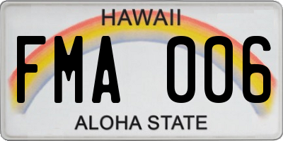 HI license plate FMA006