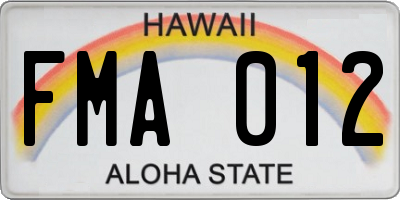 HI license plate FMA012