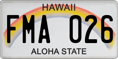 HI license plate FMA026