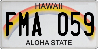 HI license plate FMA059