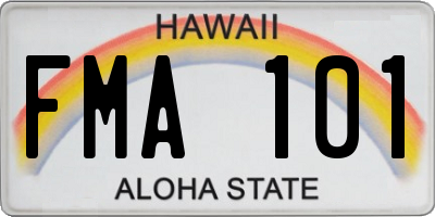 HI license plate FMA101