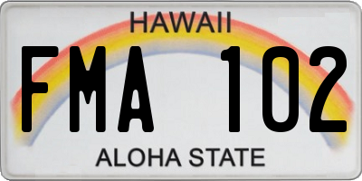 HI license plate FMA102