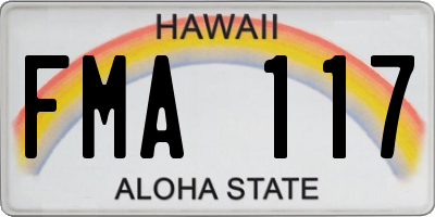 HI license plate FMA117